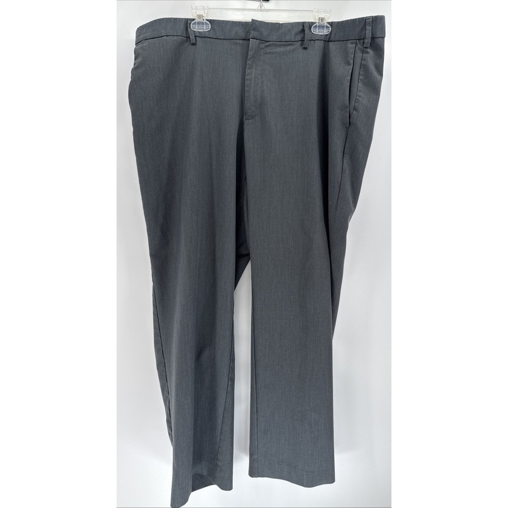 Savane Men's Max Comfort Flat Front 4-Way Stretch Pants, Gray, 42"x30"